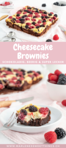 Brownies mit Cheesecake, Himbeeren und Brombeeren