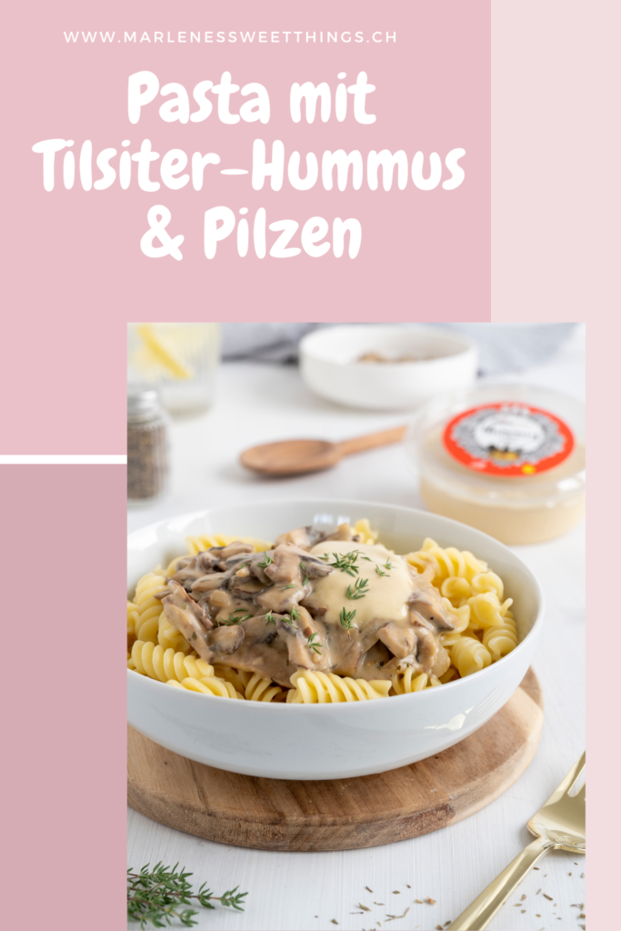 Pasta mit Tilsiter-Hummus & Pilzen